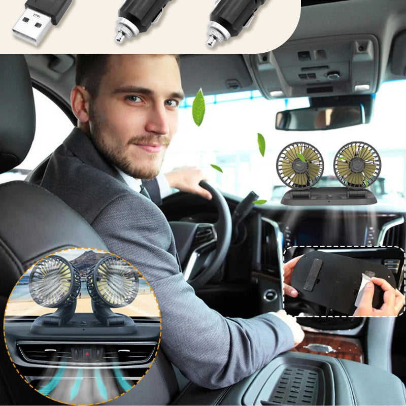 Dubbele kop Auto Luchtcirculatieventilator