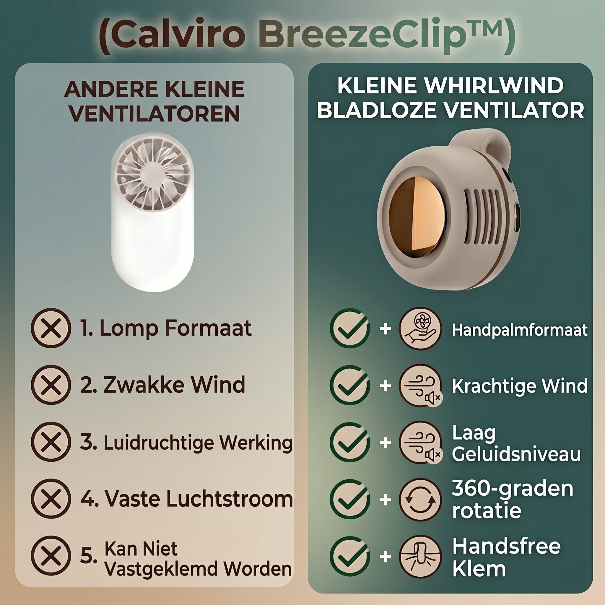 Calviro BreezeClip™ Mini Ventilator