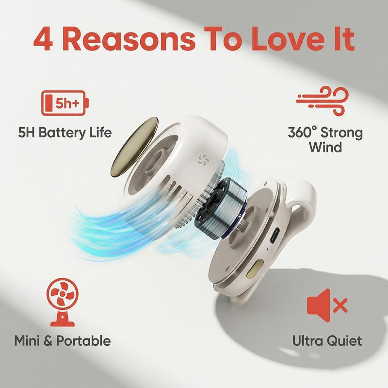 Calviro BreezeClip™ Mini Ventilator