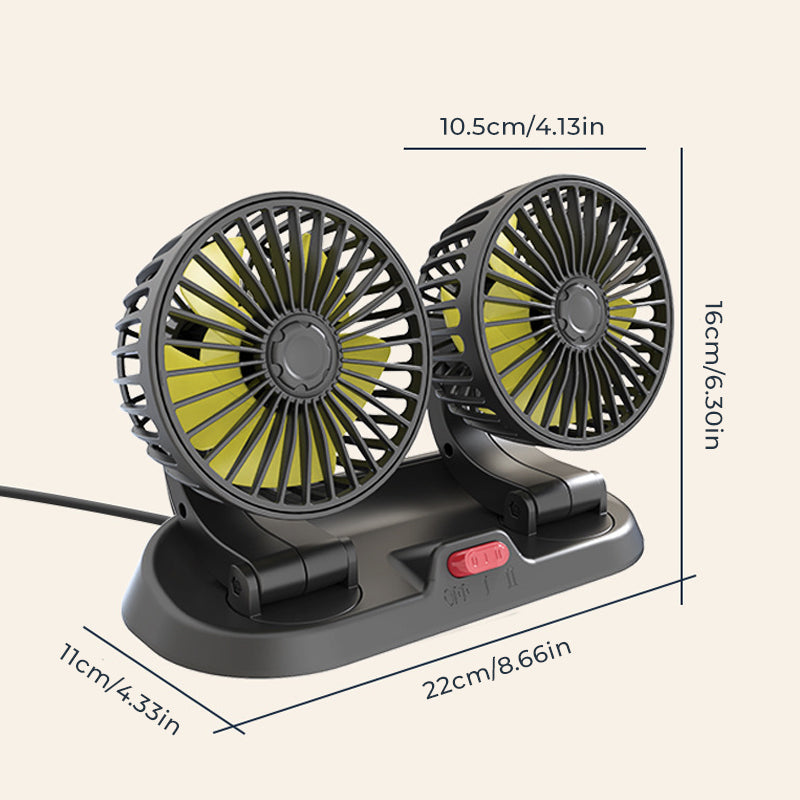 Dubbele kop Auto Luchtcirculatieventilator