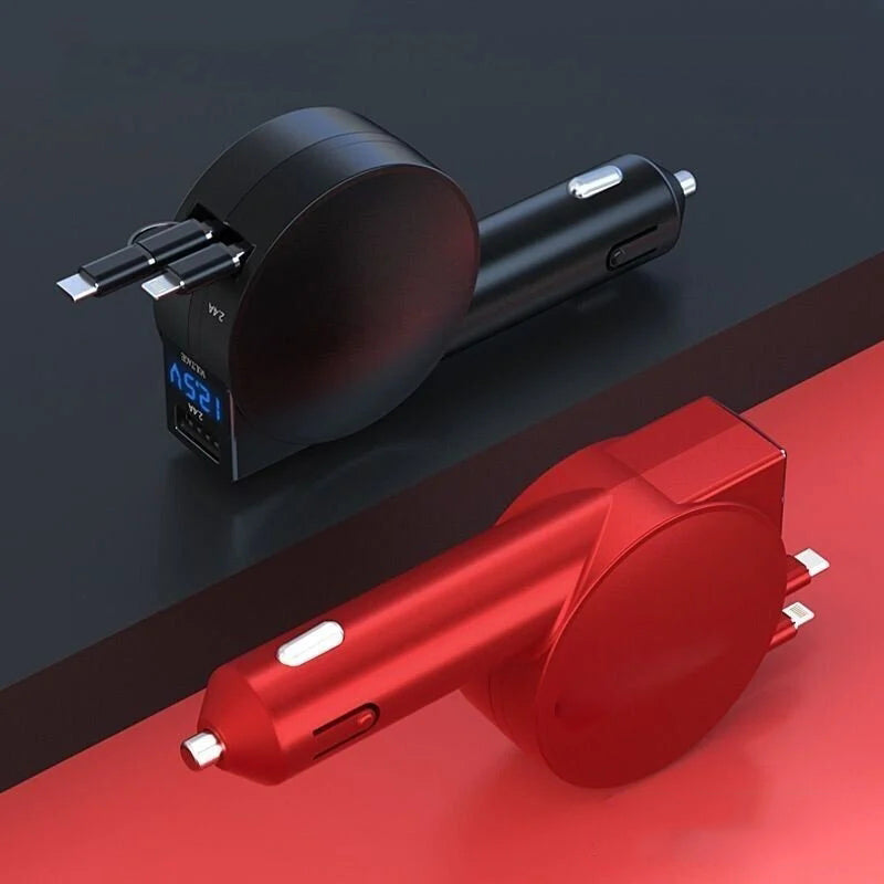 3-in-1 intrekbare snellaad adapter voor in de auto