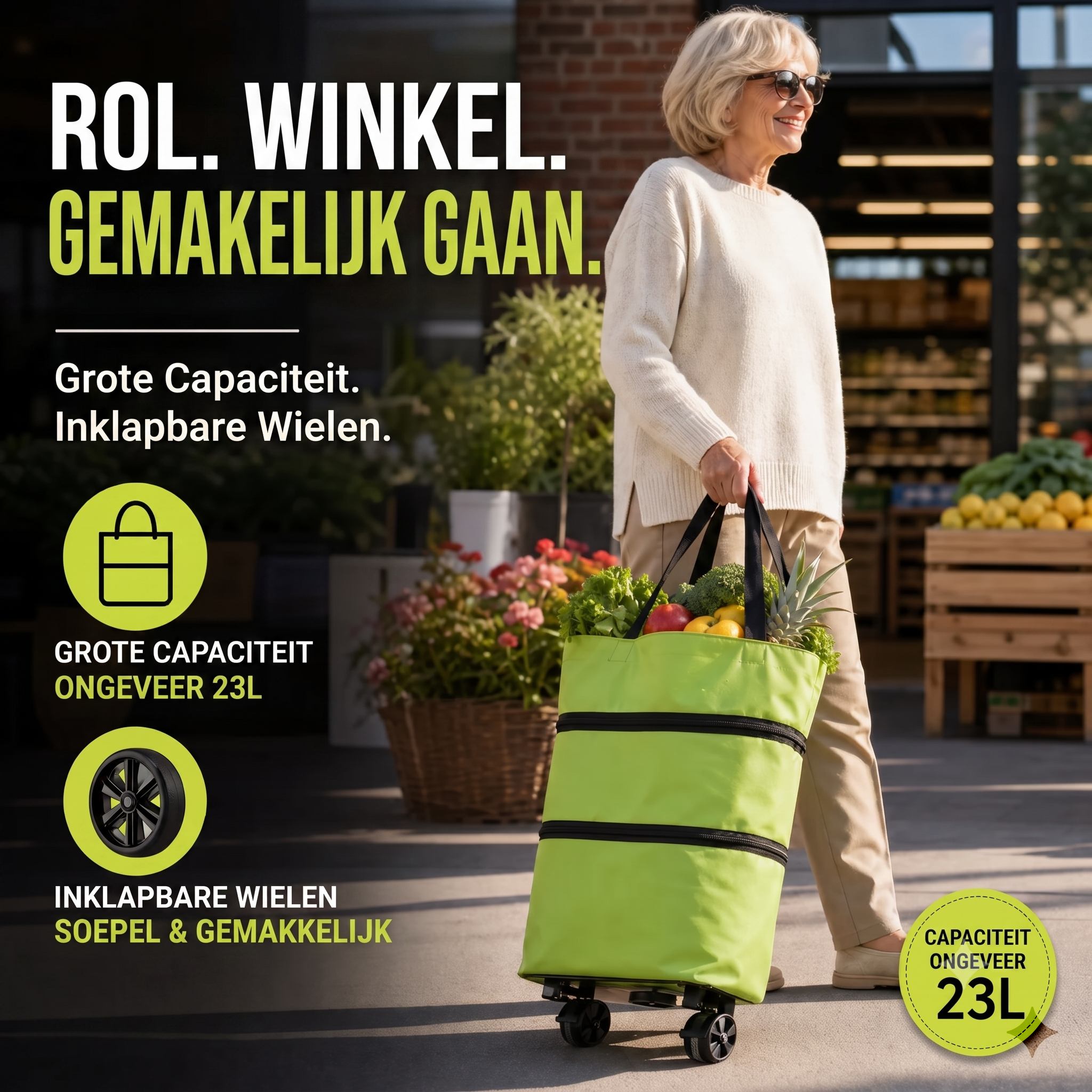 Calviro RollGo™ Opvouwbare Boodschappentrolley