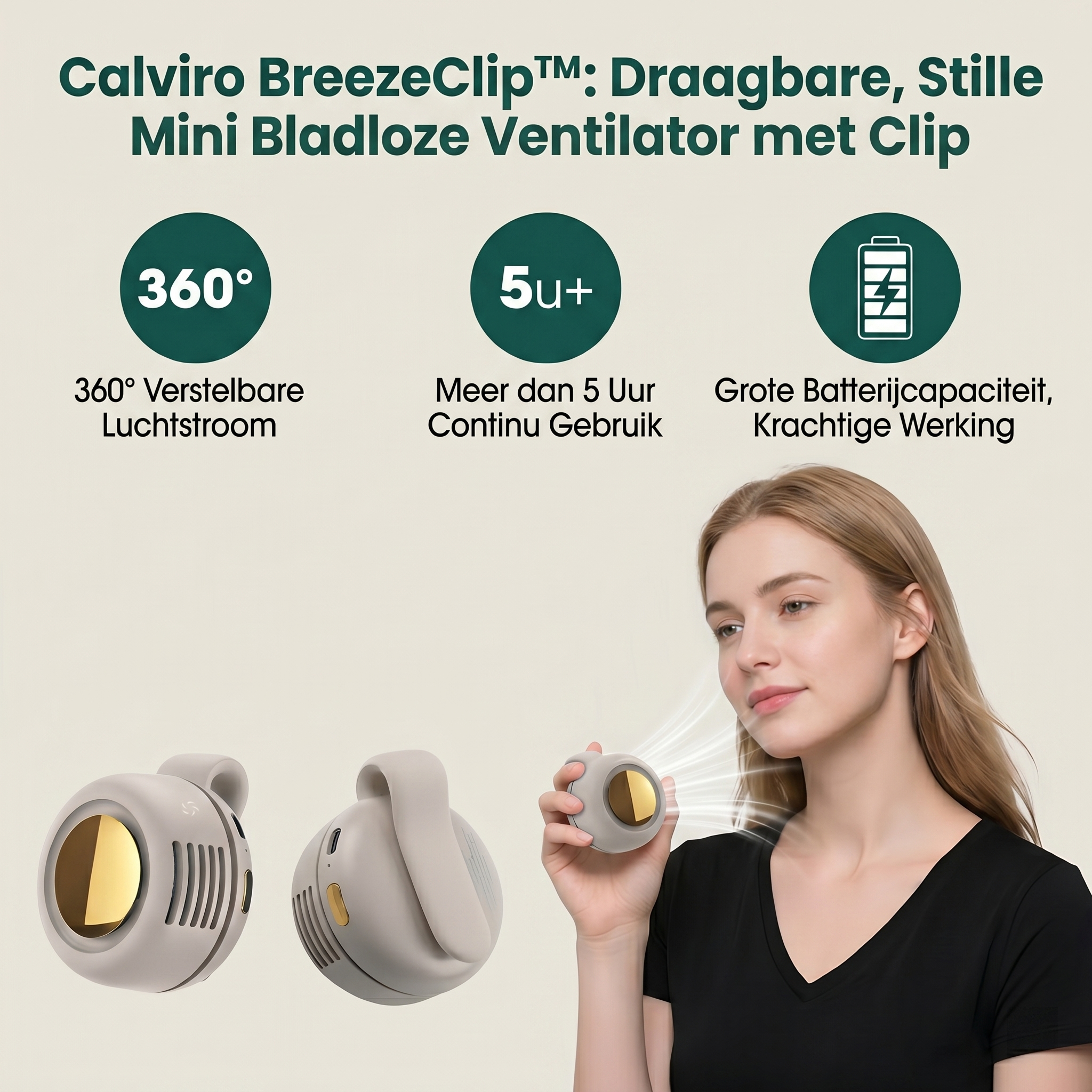 Calviro BreezeClip™ Mini Ventilator