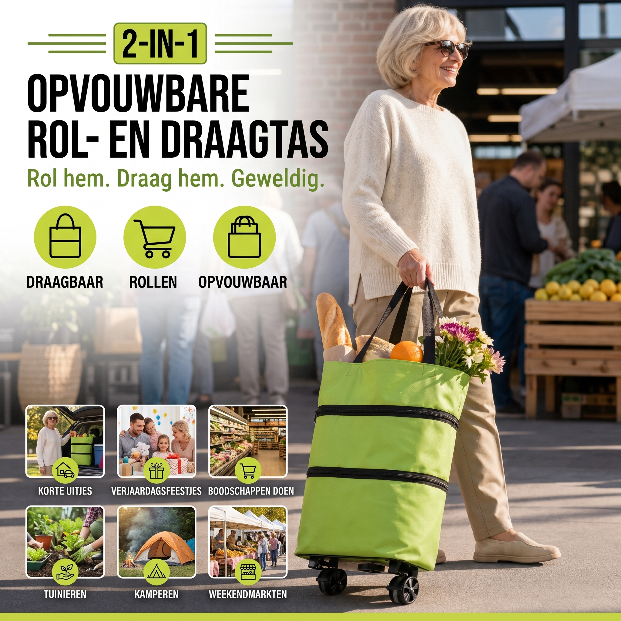 Calviro RollGo™ Opvouwbare Boodschappentrolley