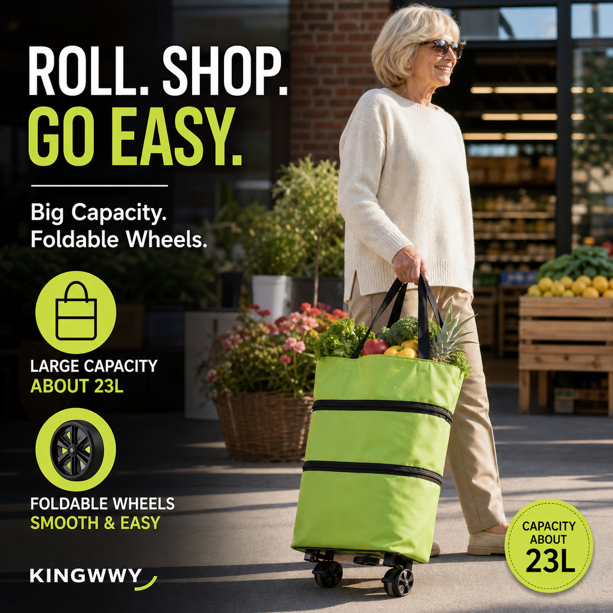 Calviro RollGo™ Opvouwbare Boodschappentrolley